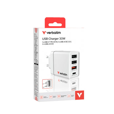Verbatim Usb Wall Charger 30W 1Xusb-C Pd 3Xusb-A Weiß 49701