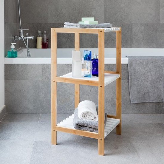 Bamboo and MDF Towel Rack Modern Bathroom Storage Stand