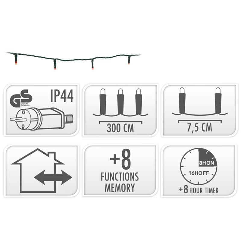 Kerstverlichting 40 Led- 3M - Three Tone Traditional - Timer - Lichtfuncties - Geheugen - Buiten