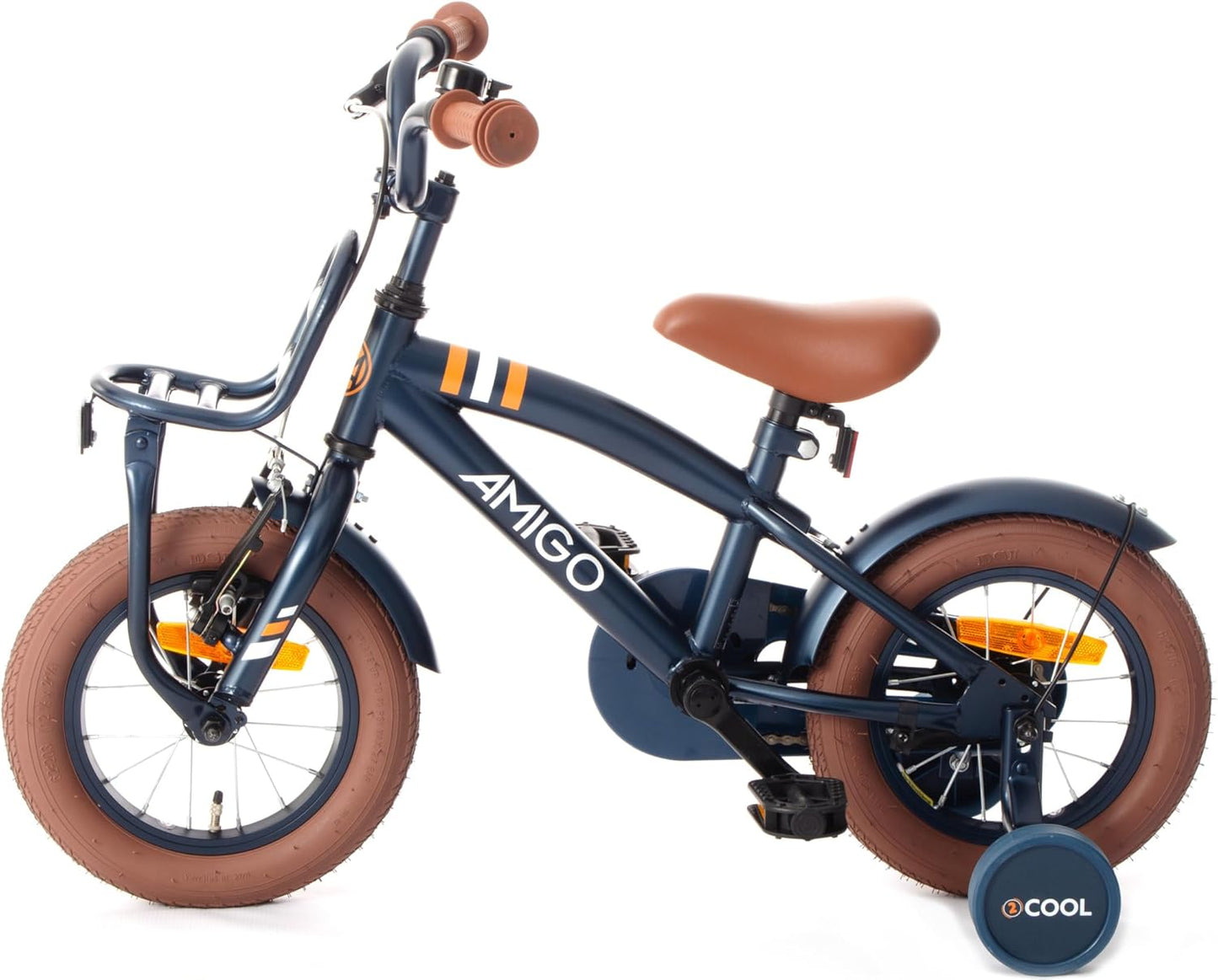 AMIGO 2Cool Boys Kids Bike 12" with Coaster Brake and V-Brake From 3 to 5 Years - Blue