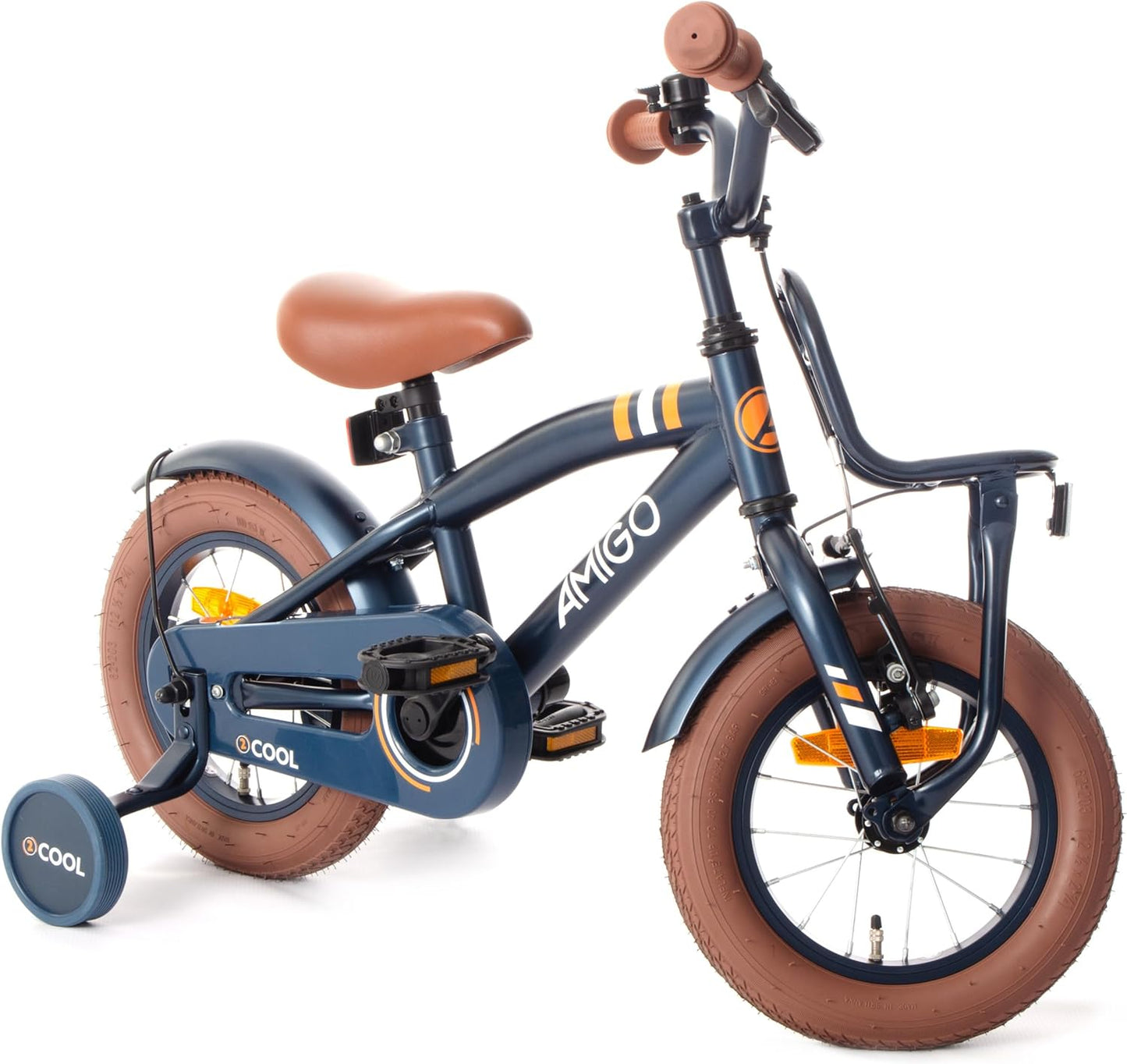 AMIGO 2Cool Boys Kids Bike 12" with Coaster Brake and V-Brake From 3 to 5 Years - Blue