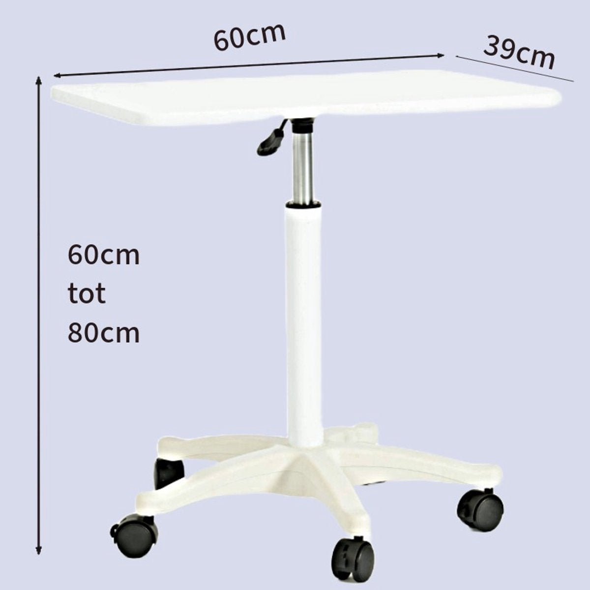 Table d'appoint Classics à hauteur réglable avec ressort à gaz - Blanc