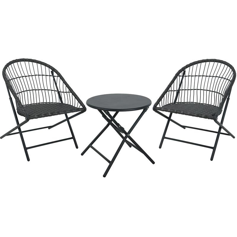 Ambiance Bistroset - 3 - Delig - Tuinset Met Bijzettafel - Metaal - Vouwbaar - Afanaya