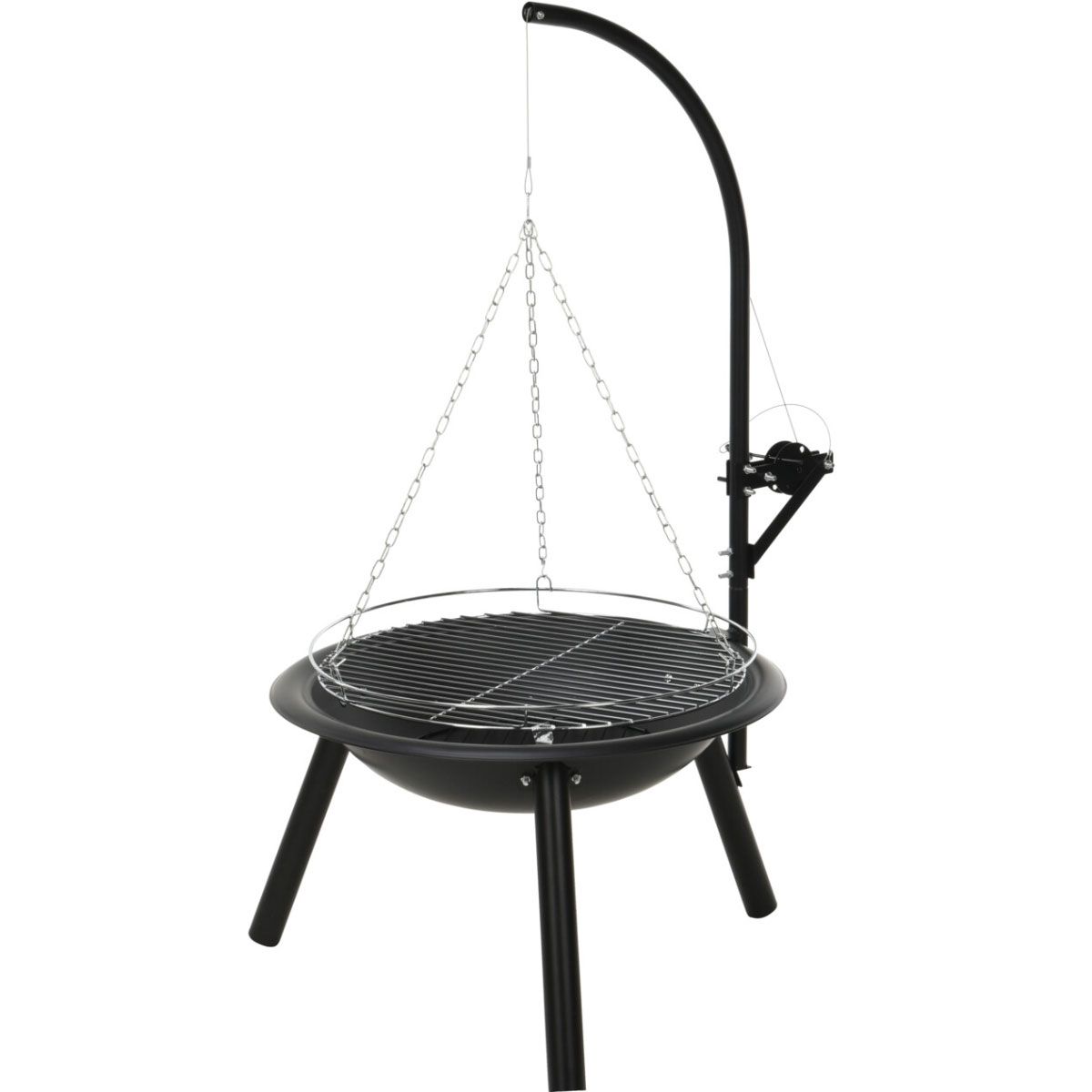 Barbecue Fire Dish with Grill Grate Outdoor Fire Pit BBQ 55 cm – Height 100 cm - Afanaya