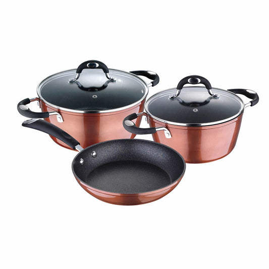 Bergner Copper Plus 5 - Piece Cookware Set Induction Compatible Premium Copper Finish - Afanaya