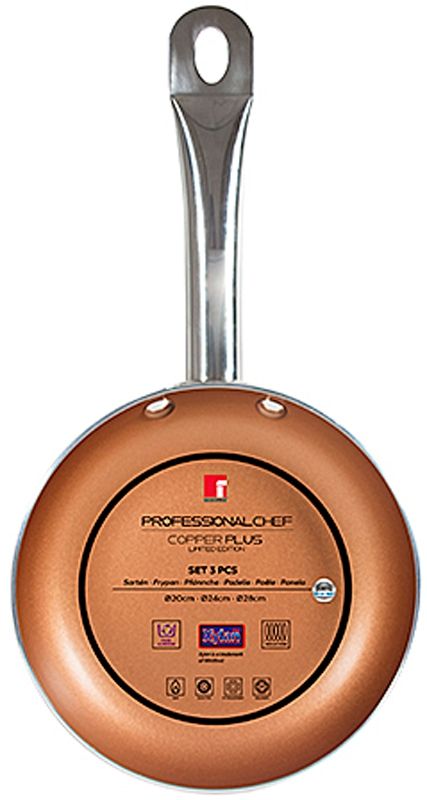 Bergner Koekenpanset Copper Plus 20, 24 En 28 Cm - Afanaya