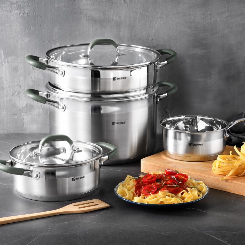 Bergner Midnight Rvs Soeppan Met Deksel - Inductie - 28Cm - 9.5L - Afanaya