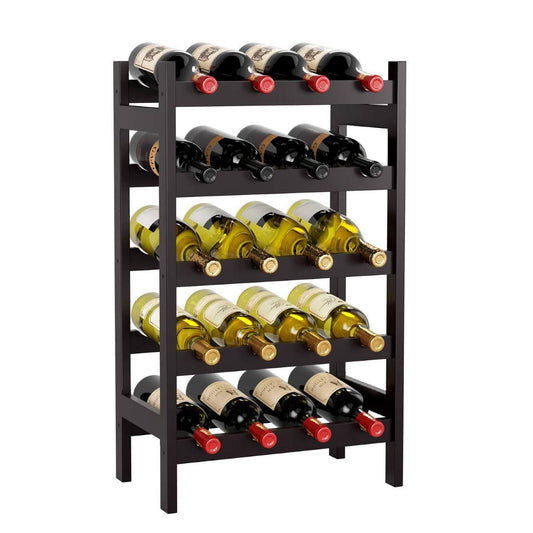 Ceruzo Wine Rack Holds 20 Wine Bottles Wooden Freestanding Wine Storage Organizer for Home & Kitchen - Afanaya