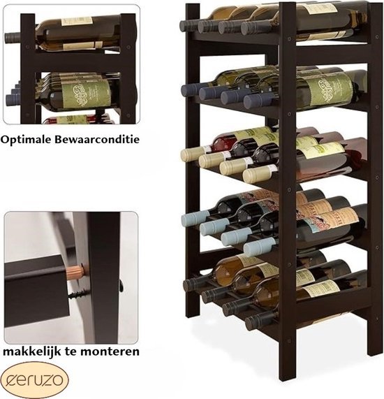 Ceruzo Wine Rack Holds 20 Wine Bottles Wooden Freestanding Wine Storage Organizer for Home & Kitchen - Afanaya