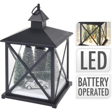 Christmas Lantern with LED Light 38cm Decorative Holiday Lantern for Indoor & Outdoor - Afanaya