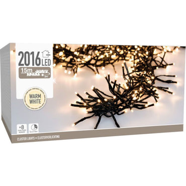 Clusterverlichting - 2016 Led - 14.6M - Timer - Lichtfuncties - Warm Wit - Afanaya