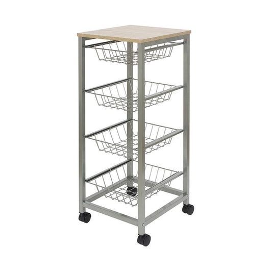 Duett Keukentrolley Op Wieltjes - 4 Uitneembare Manden - Afanaya