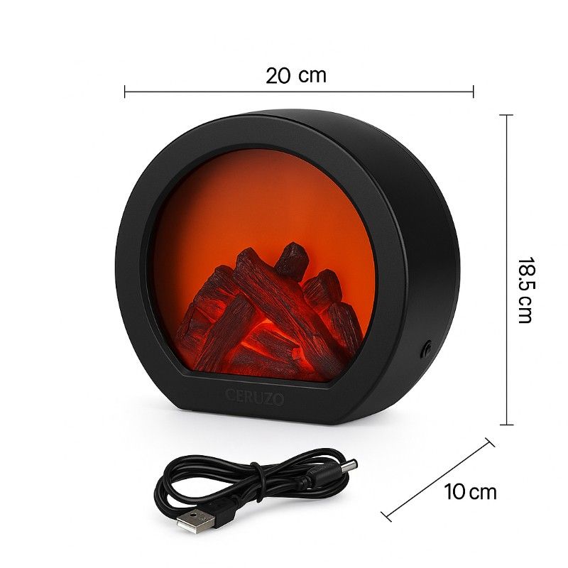 Electric Fireplace Flameless LED Burner Fire Effect for Interior Decoration Portable Lantern - Afanaya