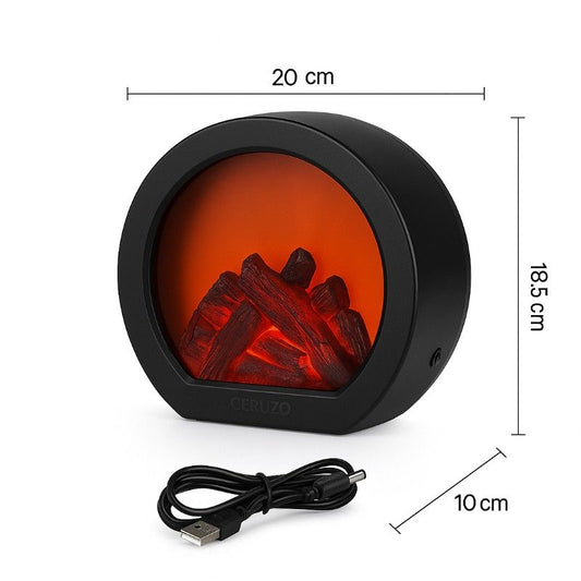 Electric Fireplace Flameless LED Burner Fire Effect for Interior Decoration Portable Lantern - Afanaya