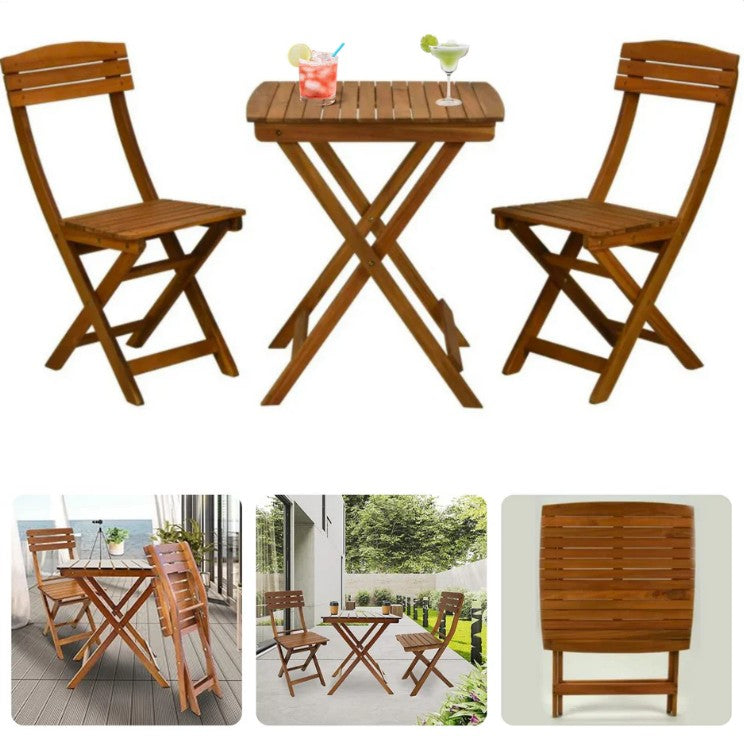 Ambiance Bistro Set Foldable Garden Table & Chairs – Outdoor Patio Furniture