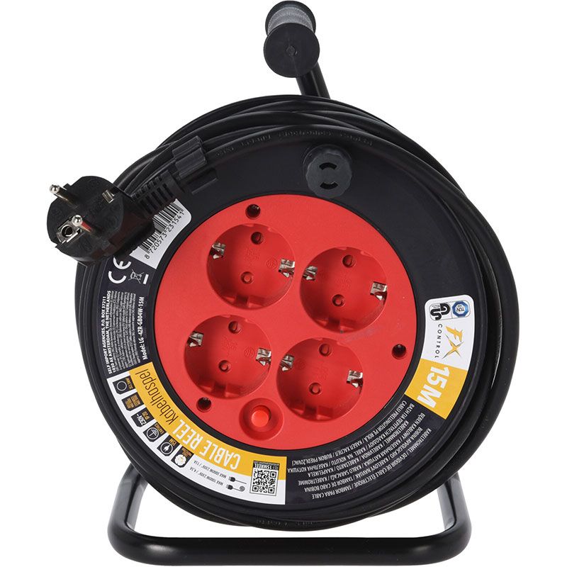 Fxcontrol Kabelhaspel 15 Meter - 4 Voudig - Ip20 - 3 X 1.5Mm2 - Afanaya