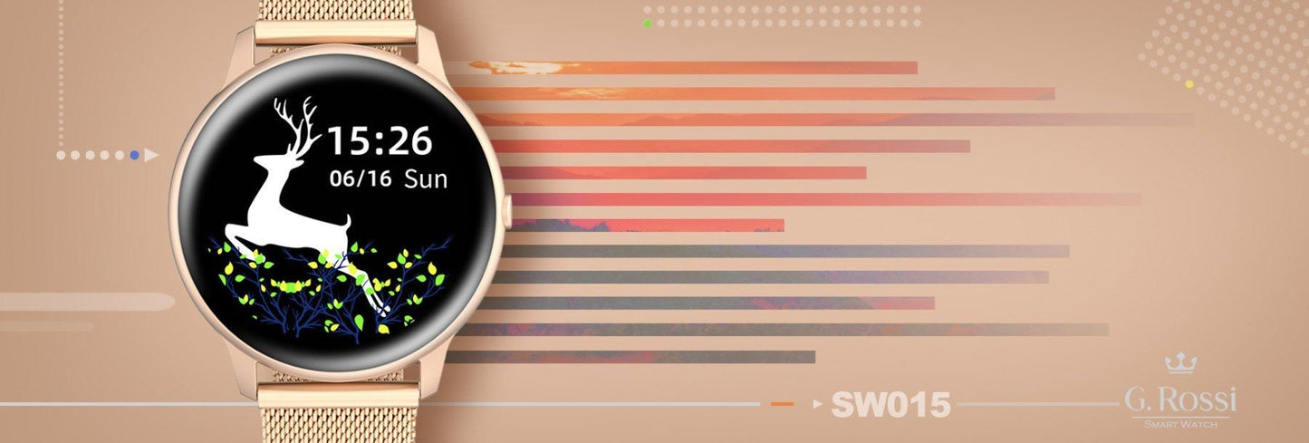 G. Rossi Women’s Smartwatch SW015 - 4 Rose Gold Fitness Tracker Heart Rate & Notifications - Afanaya