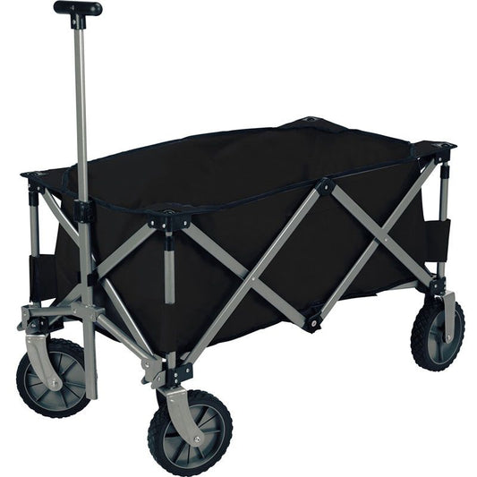 Garden Tool Collection Black Folding Outdoor Trolley Wagon with Protective Cover (90×49×58 cm) - Afanaya