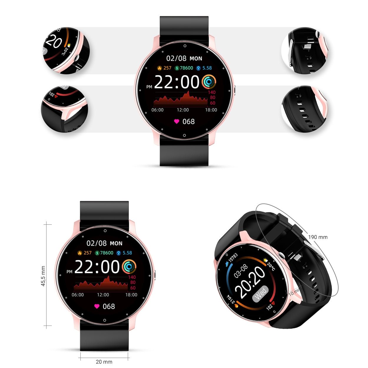 Gravity GT1 - 2 Women’s Smartwatch – Elegant Fitness & Health Tracker - Afanaya