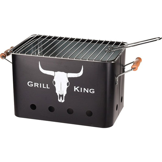 Grill King Black Non - Stick BBQ Grill Pan Indoor & Outdoor Cooking - Afanaya