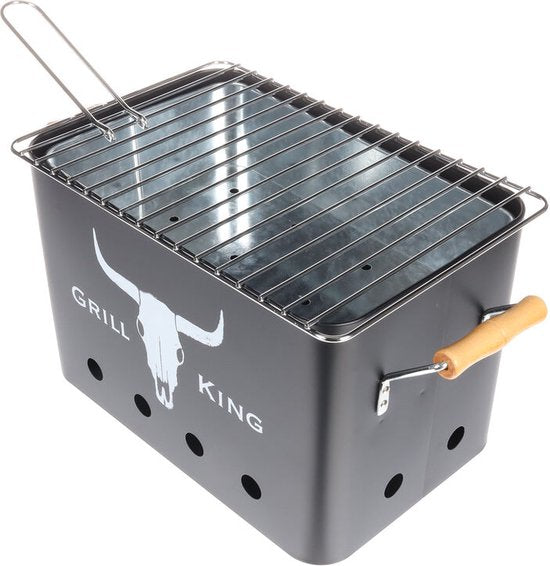 Poêle à griller antiadhésive noire Grill King pour barbecue, cuisine intérieure et extérieure