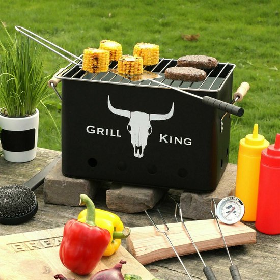 Poêle à griller antiadhésive noire Grill King pour barbecue, cuisine intérieure et extérieure