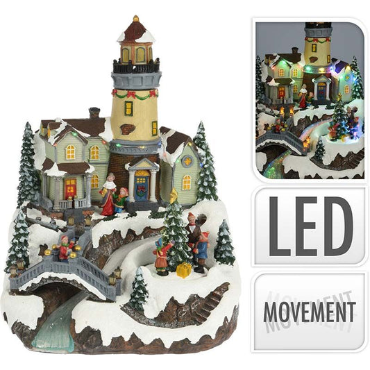 Kerstdorp - Met Toren En Draaiende Kerstboom - Afanaya