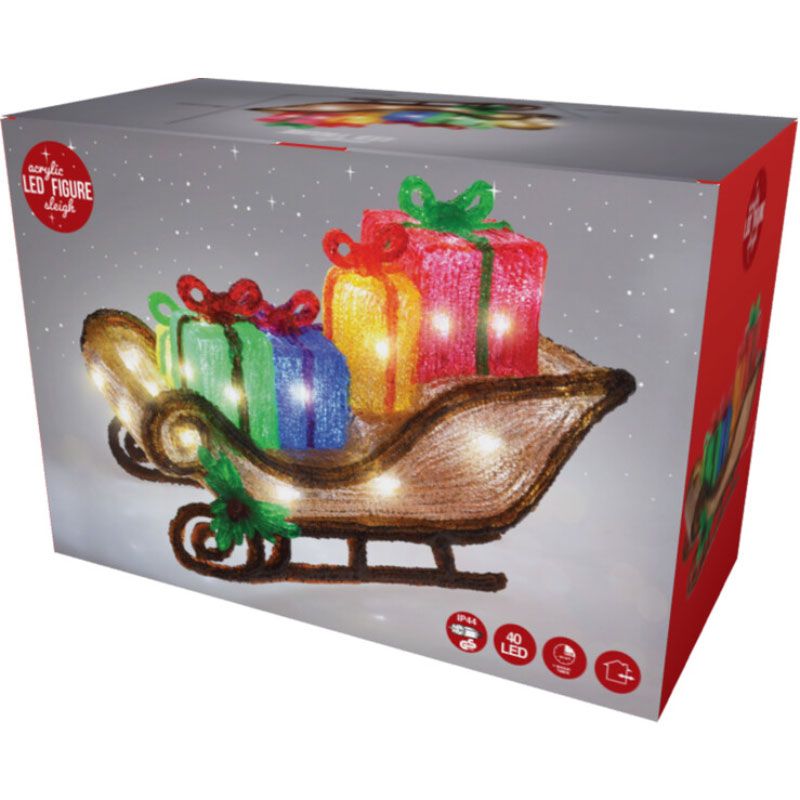 Kerstfiguur Acryl - Arreslee Met Led - 40 Cm - Afanaya