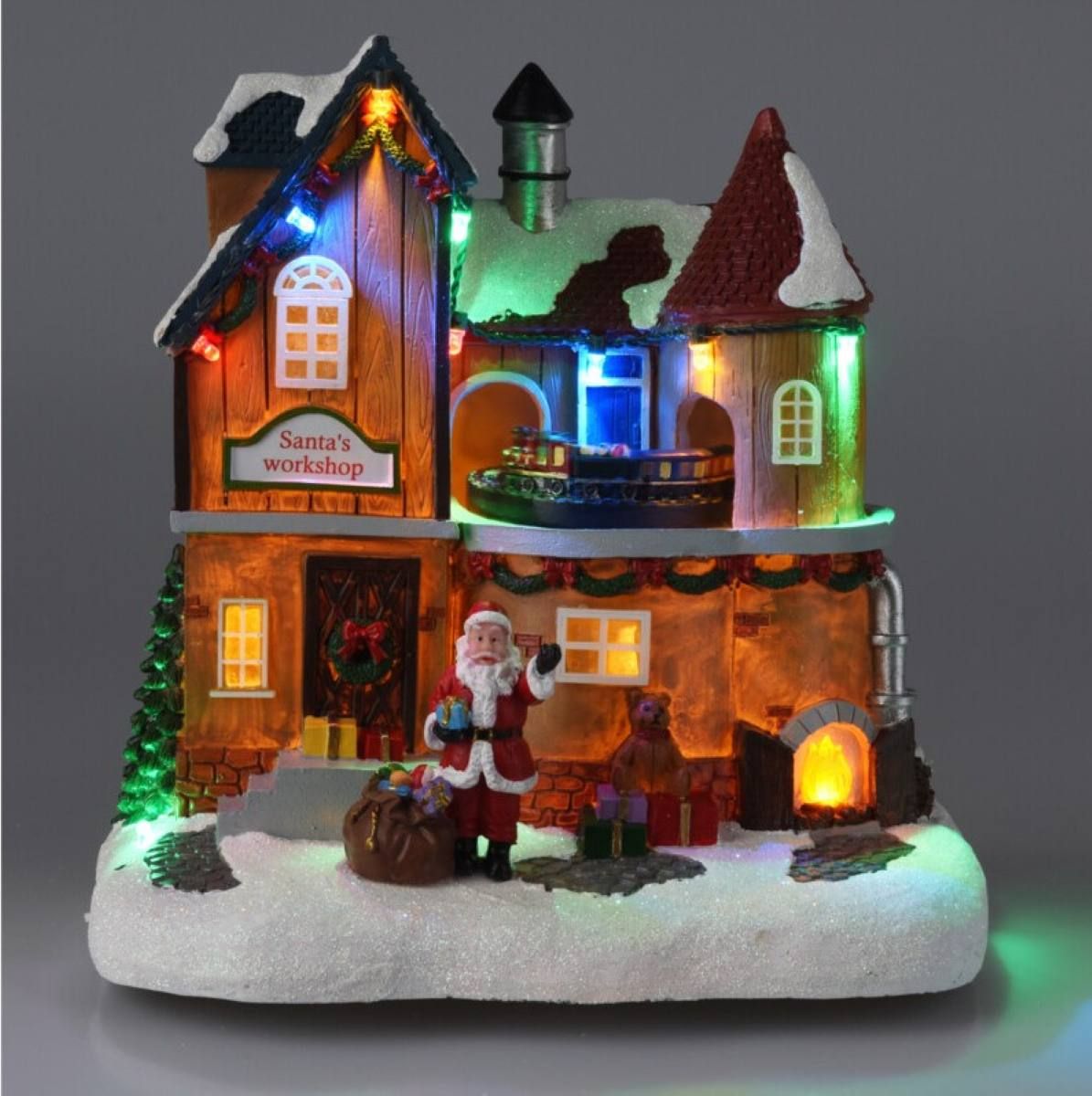 Kersthuis Santa Village - Verlichting En Beweging - Afanaya