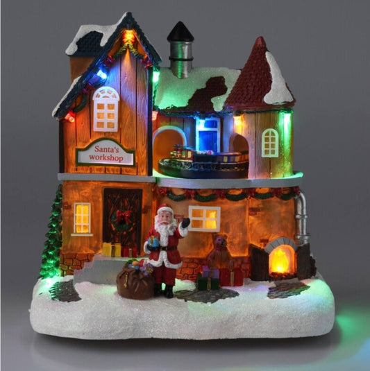 Kersthuis Santa Village - Verlichting En Beweging - Afanaya