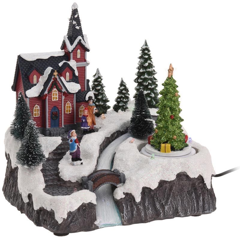 Kersthuisje Met Led Verlichting En Beweging - Op Batterijen - Afanaya