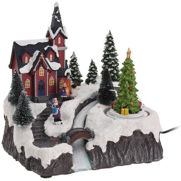 Kersthuisje Met Led Verlichting En Beweging - Op Batterijen - Afanaya