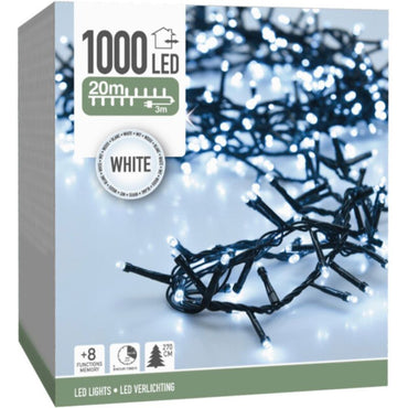 Microcluster - 1000 Led - 20M - Wit - Timer - Lichtfuncties - Geheugen - Buiten - Afanaya