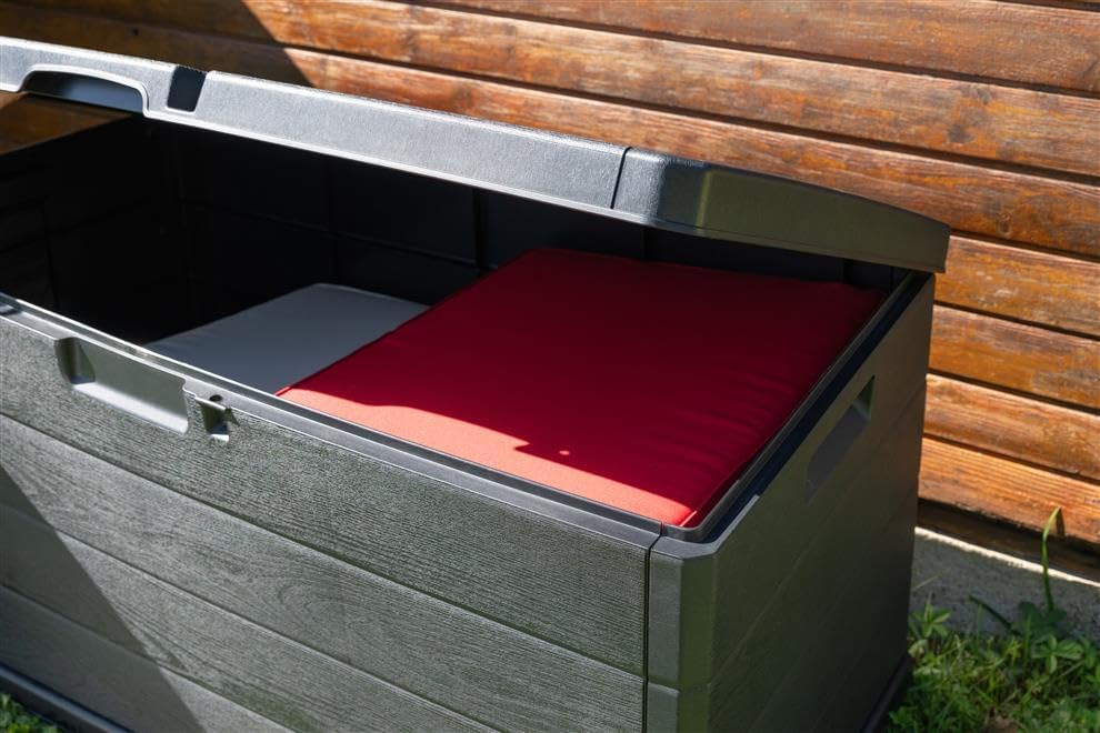 Outdoor Safe with 340L Capacity Wood Effect Large Storage Space - 118X59X57 - Afanaya