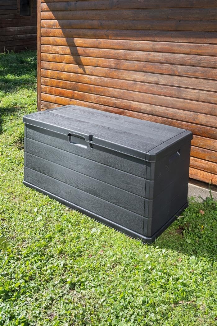 Outdoor Safe with 340L Capacity Wood Effect Large Storage Space - 118X59X57 - Afanaya