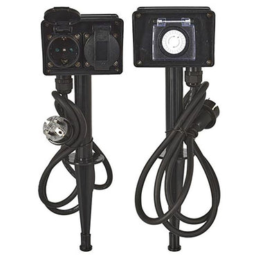 Premium Outdoor Garden Socket with 2 Outlets & Built - in Timer Waterproof Power Supply for Garden & Terrace - Afanaya