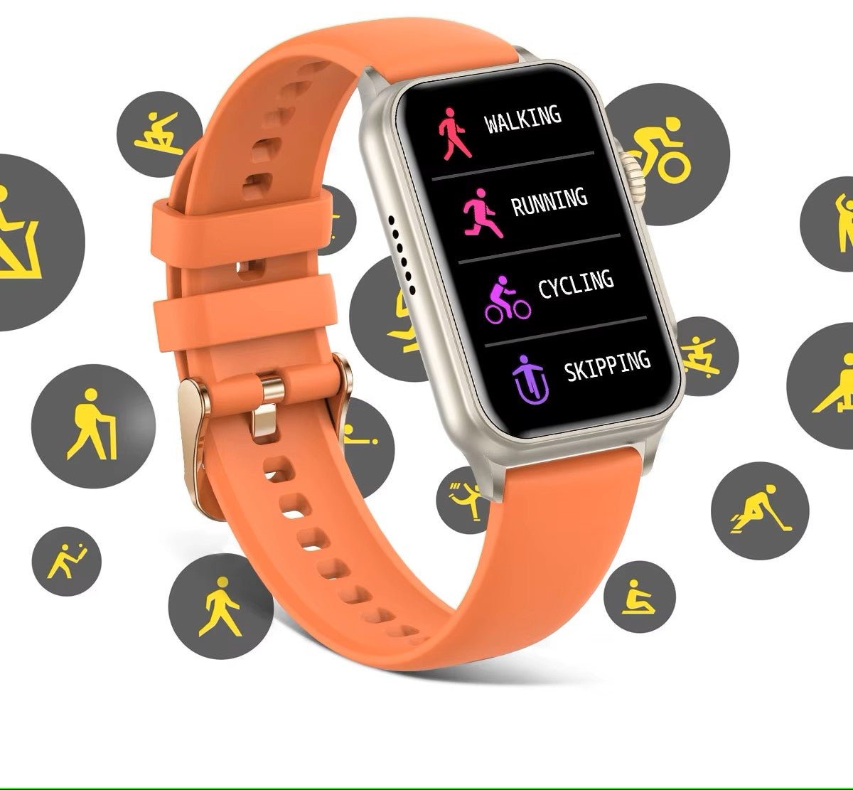 Rubicon RNCF06 Women’s Smartwatch Titanium Case with Orange Strap SMARUB221 - Afanaya