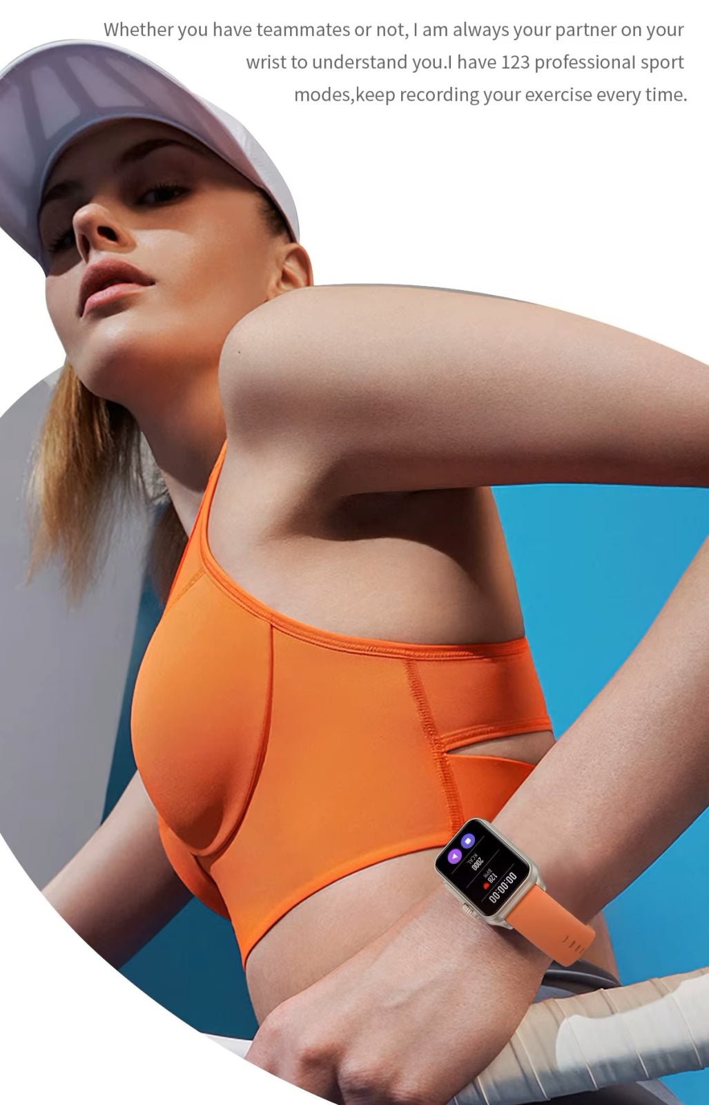 Rubicon RNCF06 Women’s Smartwatch Titanium Case with Orange Strap SMARUB221 - Afanaya