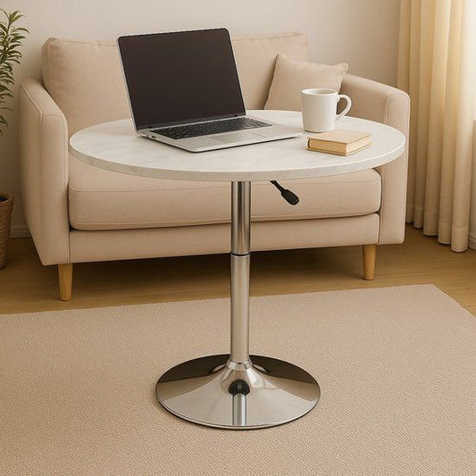 Side table for living room Coffee Table Oval Height Adjustable Swivel - White - Afanaya