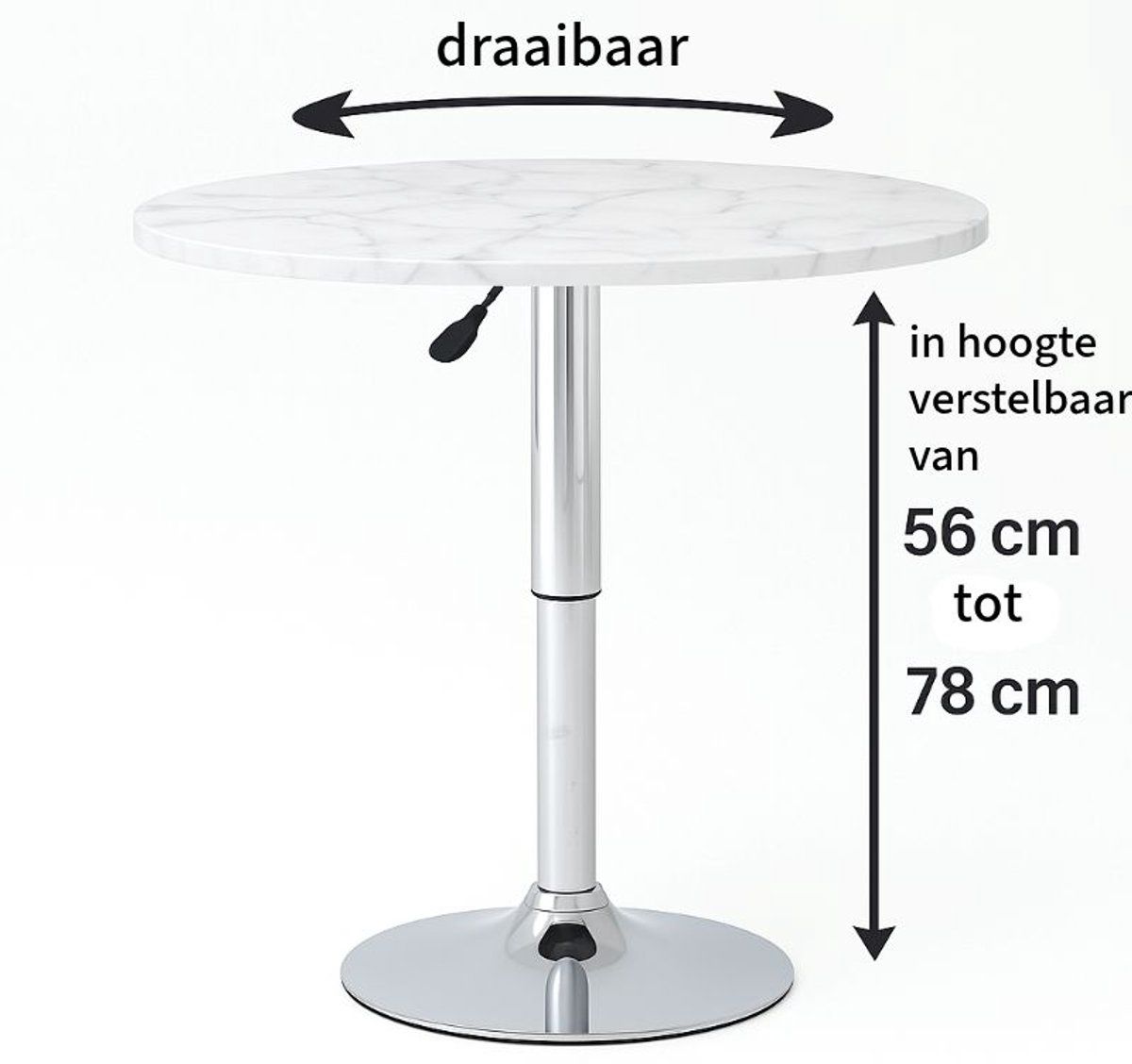Side table for living room Coffee Table Oval Height Adjustable Swivel - White - Afanaya