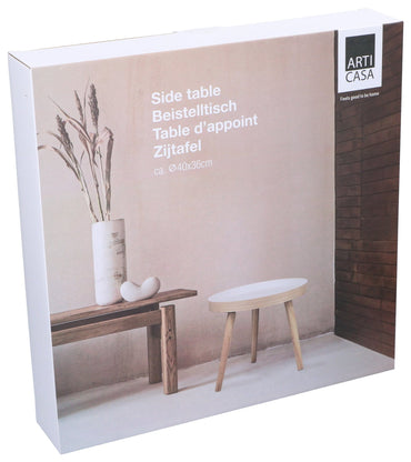 Side Table Round Wood/White - Afanaya