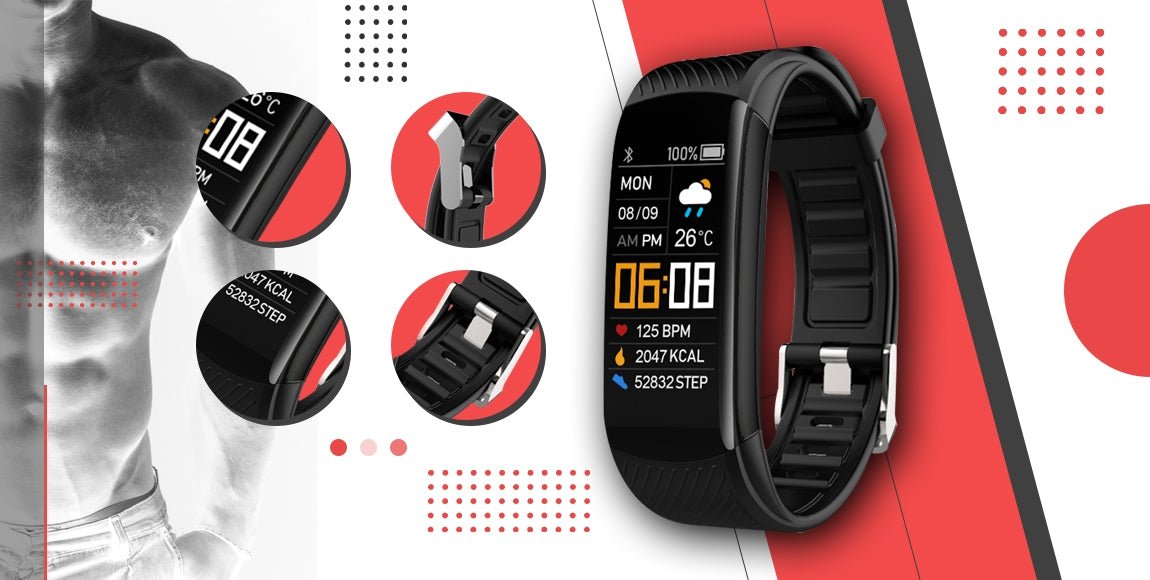 Smartband GIEWONT Fit&GO Duo GW200 - 1 – Black with Extra Alert Red Strap - Afanaya