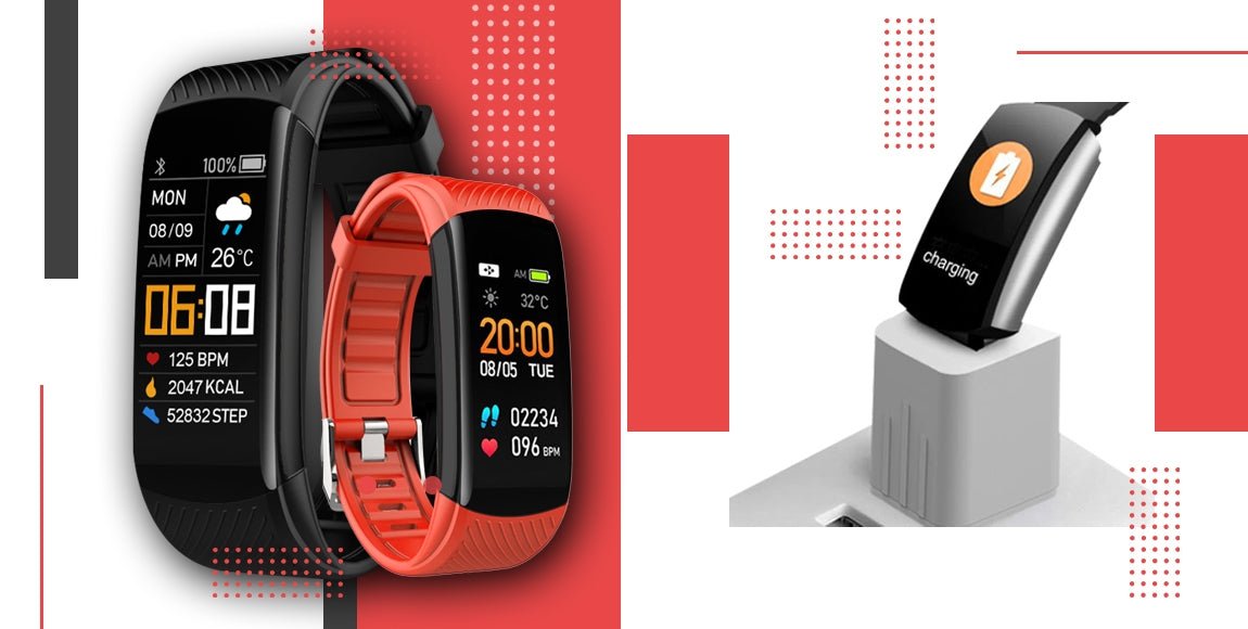 Smartband GIEWONT Fit&GO Duo GW200 - 1 – Black with Extra Alert Red Strap - Afanaya