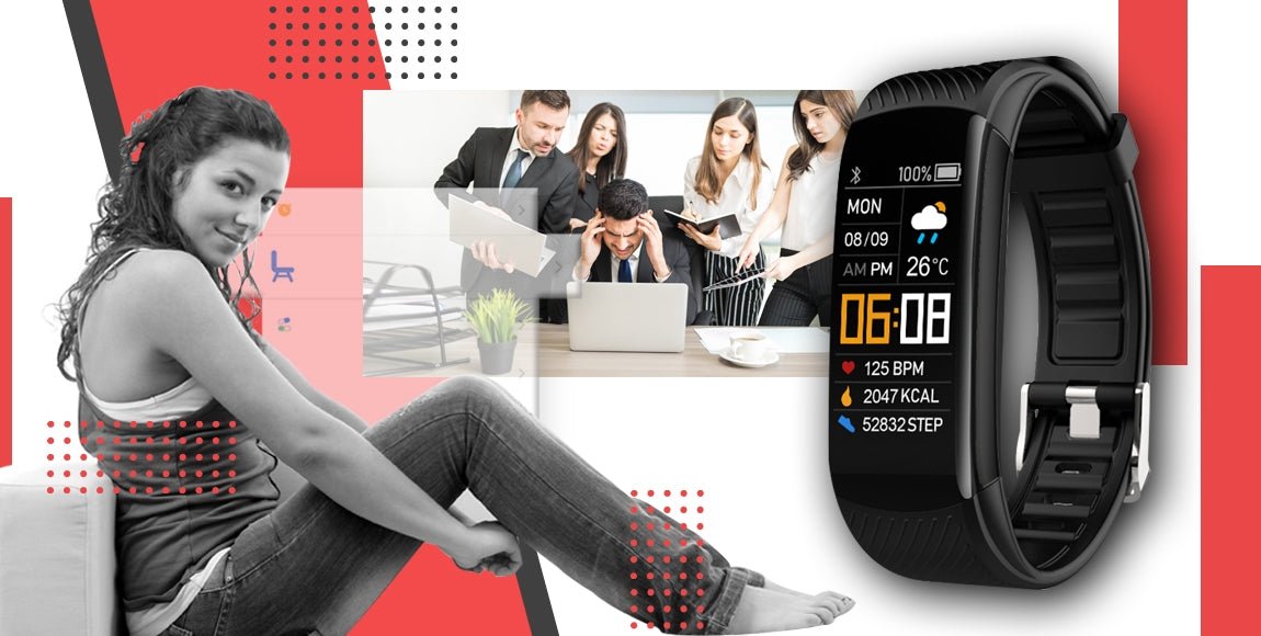 Smartband GIEWONT Fit&GO Duo GW200 - 1 – Black with Extra Alert Red Strap - Afanaya