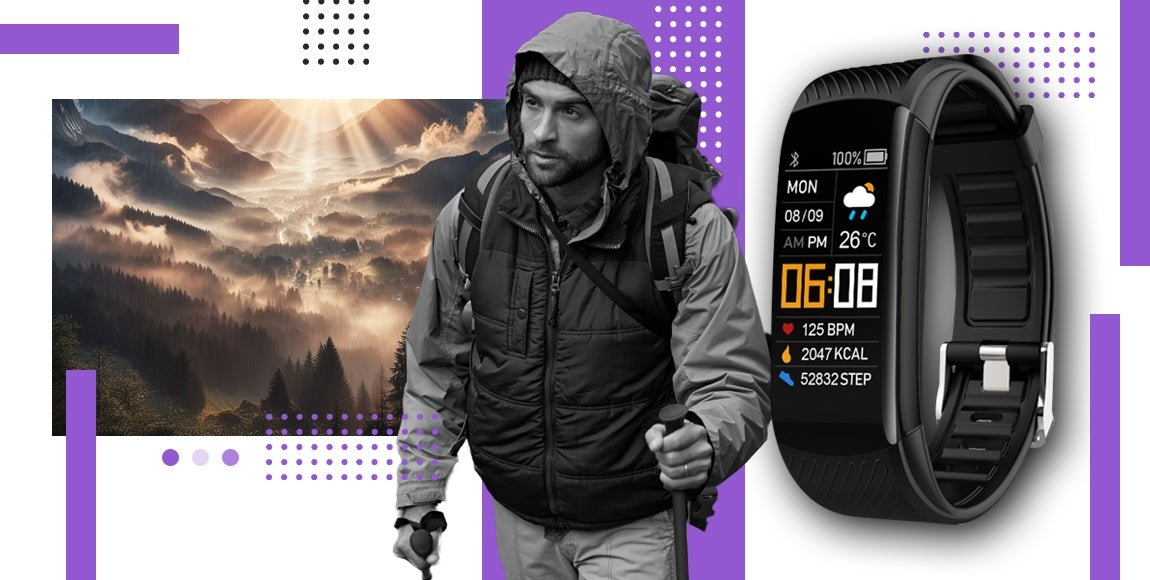 Smartband GIEWONT Fit&GO Duo GW200 - 3 – Black with Extra Flora Violet Strap - Afanaya