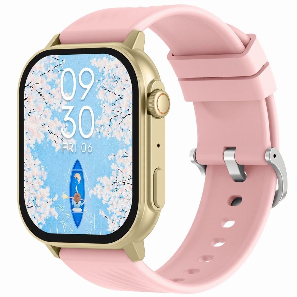 Smartwatch Gravity GT15 - 7 Różowy Pasek Silikonowy + Złota Bransoleta - Afanaya