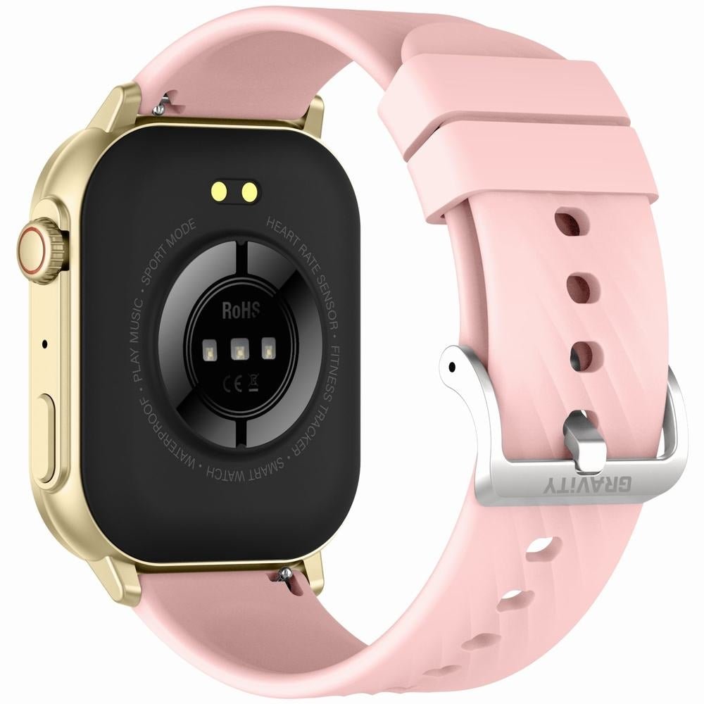Smartwatch Gravity GT15 - 7 Różowy Pasek Silikonowy + Złota Bransoleta - Afanaya