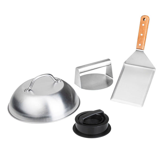 Smash Burger Set 4 Pieces Stainless Steel Contains Burger Press Hamburger Steak - Afanaya
