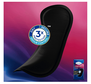 TENA Silhouette Noir Normal Panty Liners – Pack of 26 Discreet Absorbent Liners ProSkin - Afanaya