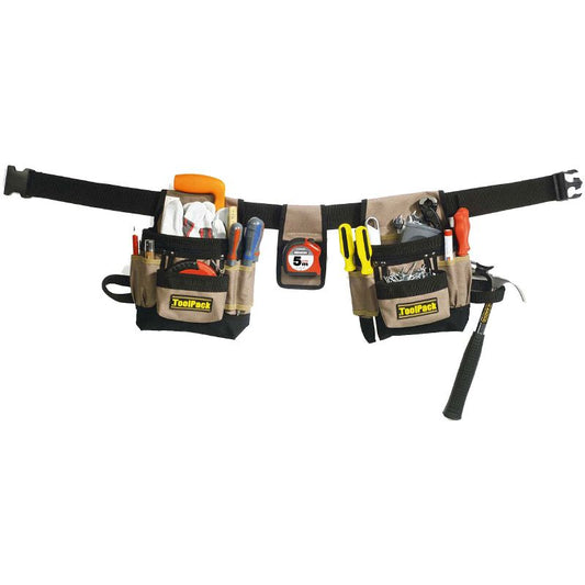 ToolPack Tool Belt with 2 Pockets Heavy Duty Work Belt for Tools & Accessories - Afanaya